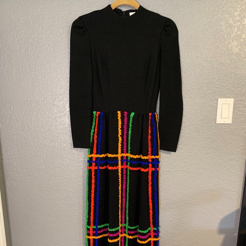 Vintage 60s 70s Vibrant Color Maxi Dress Hippie Psychedelic Mod Flower Power